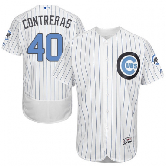 Men's Majestic Chicago Cubs #40 Willson Contreras Authentic White 2016 Father's Day Fashion Flex Base MLB Jersey - Ujersey