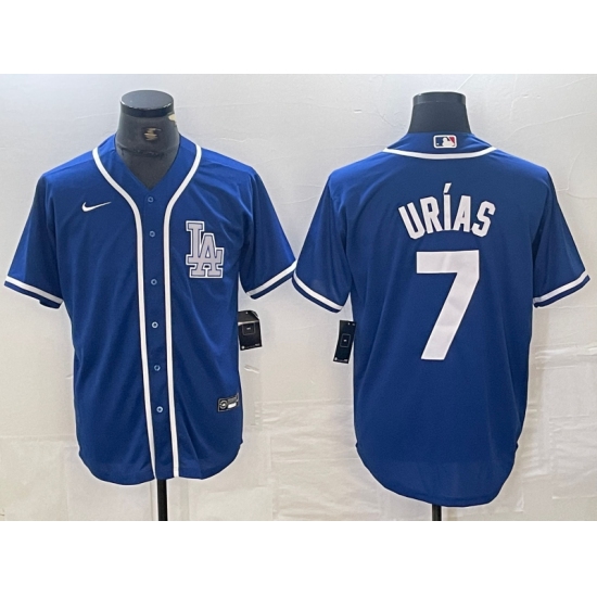 Men's Los Angeles Dodgers #7 Julio Urias Blue Cool Base Stitched Baseball Jersey - Ujersey