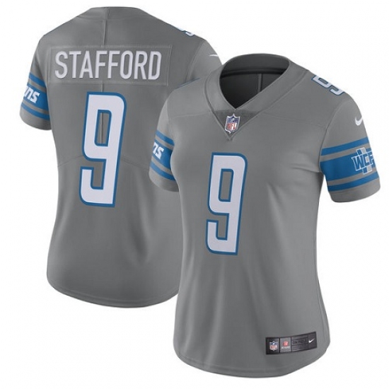 Women's Nike Detroit Lions #9 Matthew Stafford Limited Steel Rush Vapor Untouchable NFL Jersey - Ujersey