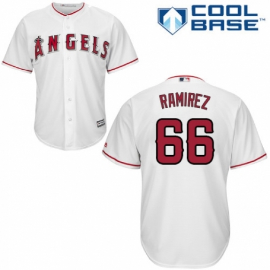 Youth Majestic Los Angeles Angels of Anaheim #66 J. C. Ramirez Authentic White Home Cool Base MLB Jersey - Ujersey