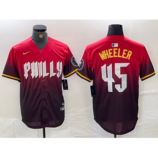 Men's Philadelphia Phillies #45 Zack Wheeler Red 2024 City Cool Base Jersey - Ujersey