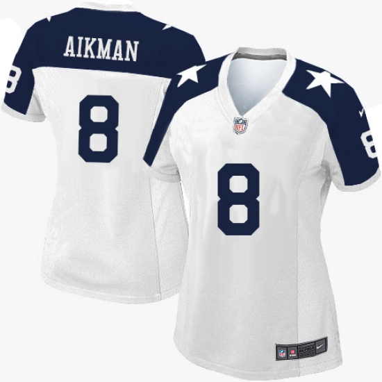 Women's Nike Dallas Cowboys #8 Troy Aikman Limited White Throwback Alternate NFL Jersey - Ujersey