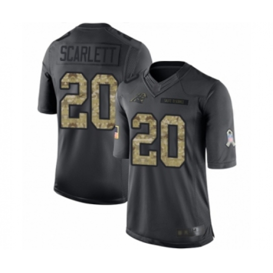 Youth Carolina Panthers #20 Jordan Scarlett Limited Black 2016 Salute to Service Football Jersey - Ujersey