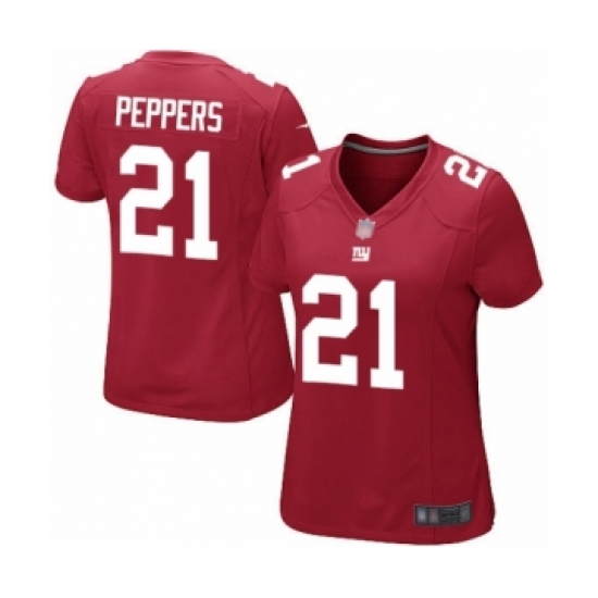 Women's New York Giants #21 Jabrill Peppers Game Red Alternate Football Jersey - Ujersey