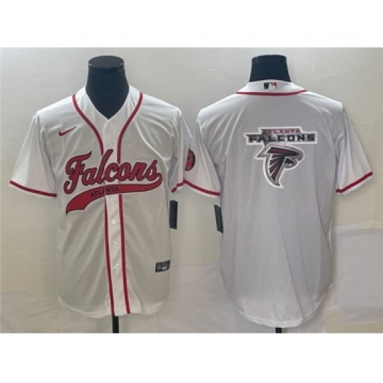 Men's Atlanta Falcons White Team Big Logo Cool Base Stitched Baseball Jersey - Ujersey