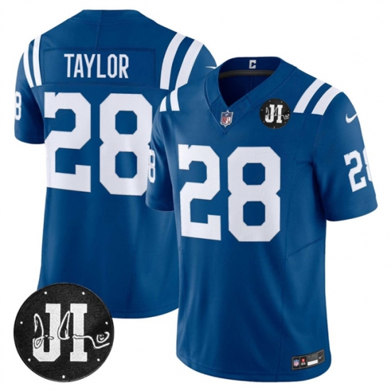 Men's Indianapolis Colts #28 Jonathan Taylor Blue 2025 F.U.S.E. Jim Irsay Vapor Limited Football Stitched Jersey - Ujersey