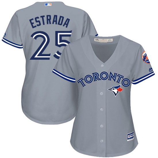 Women's Majestic Toronto Blue Jays #25 Marco Estrada Replica Grey Road MLB Jersey - Ujersey
