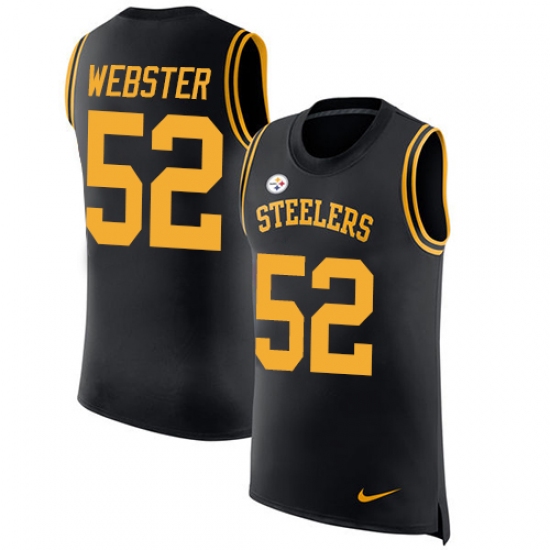 Men's Nike Pittsburgh Steelers #52 Mike Webster Limited Black Rush Player Name & Number Tank Top NFL Jersey - Ujersey
