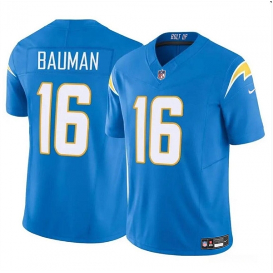 Men's Los Angeles Chargers #16 Casey Bauman Blue 2024 F.U.S.E. Vapor Limited Football Stitched Jersey - Ujersey