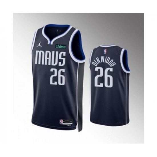 Men's Dallas Mavericks #26 Spencer Dinwiddie Navy Statement Edition Stitched Basketball Jersey - Ujersey