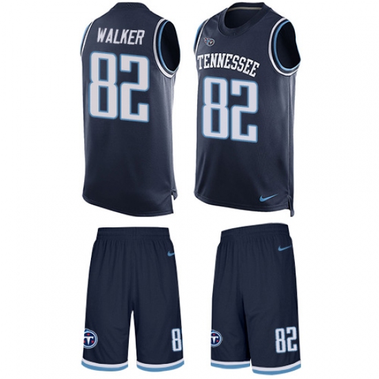 Men's Nike Tennessee Titans #82 Delanie Walker Limited Navy Blue Tank Top Suit NFL Jersey - Ujersey