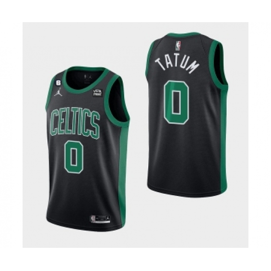 Men's Boston Celtics #0 Jayson Tatum Black No.6 Patch Stitched Basketball Jersey - Ujersey