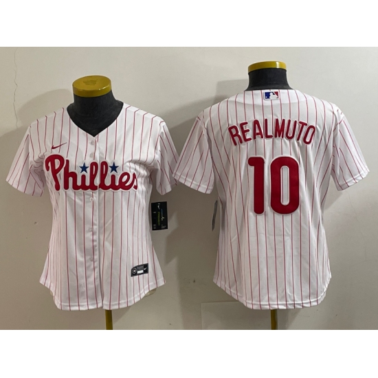 Youth Philadelphia Phillies #10 JT Realmuto White Stitched Cool Base Nike Jersey - Ujersey