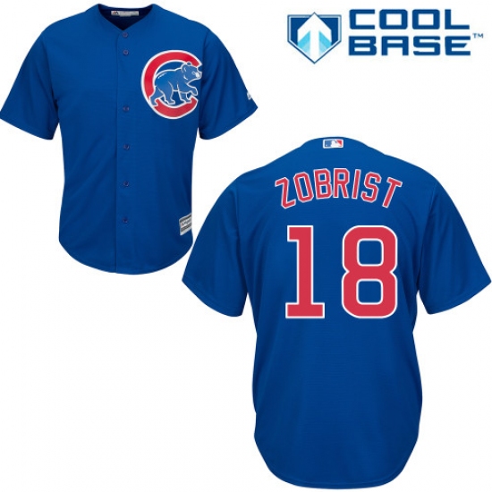 Men's Majestic Chicago Cubs #18 Ben Zobrist Replica Royal Blue Alternate Cool Base MLB Jersey - Ujersey