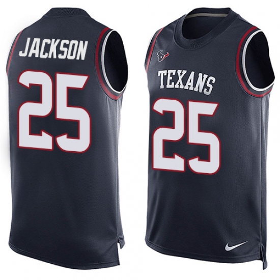 Men's Nike Houston Texans #25 Kareem Jackson Limited Navy Blue Player Name & Number Tank Top NFL Jersey - Ujersey