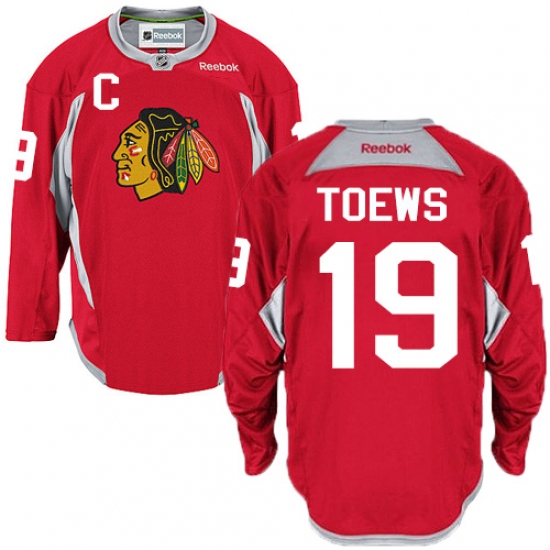 Men's Reebok Chicago Blackhawks #19 Jonathan Toews Authentic Red Practice NHL Jersey - Ujersey