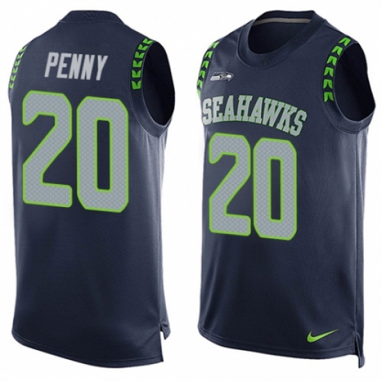 Men's Nike Seattle Seahawks #20 Rashaad Penny Limited Steel Blue Player Name & Number Tank Top NFL Jersey - Ujersey