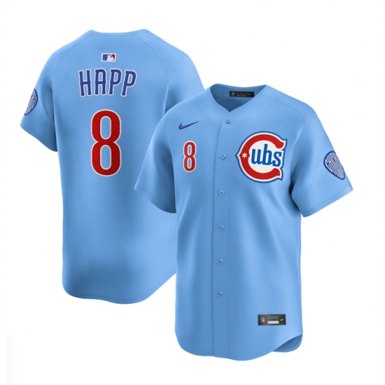 Men's Chicago Cubs #8 Ian Happ Blue 2024-25 2nd Alternate Limited Stitched Baseball Jersey - Ujersey