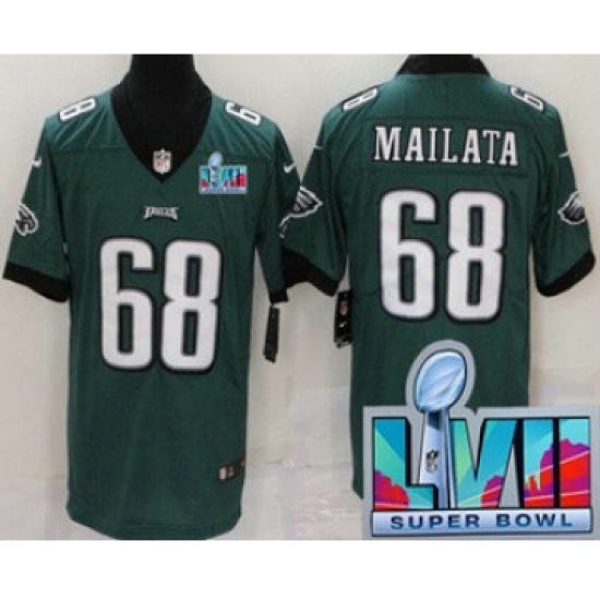 Men's Philadelphia Eagles #68 Jordan Mailata Limited Green Super Bowl LVII Vapor Jersey - Ujersey
