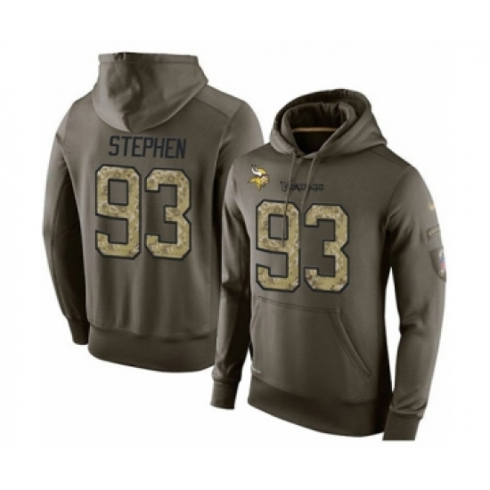 Football Men's Minnesota Vikings #93 Shamar Stephen Green Salute To Service Pullover Hoodie - Ujersey