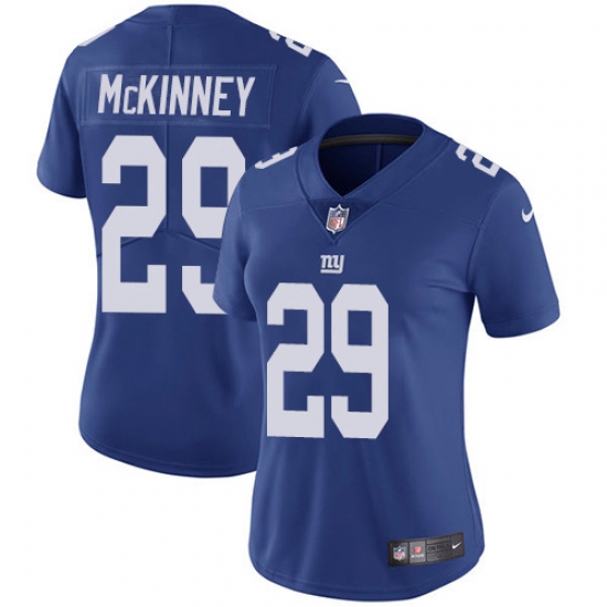Women's New York Giants #29 Xavier McKinney Royal Blue Team Color Stitched Vapor Untouchable Limited Jersey - Ujersey
