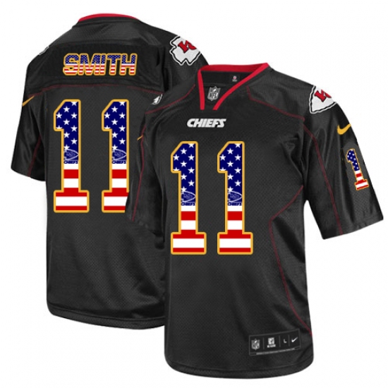 Men's Nike Kansas City Chiefs #11 Alex Smith Elite Black USA Flag Fashion NFL Jersey - Ujersey