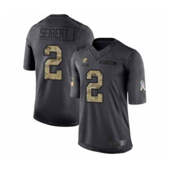 Men's Cleveland Browns #2 Austin Seibert Limited Black 2016 Salute to Service Football Jersey - Ujersey