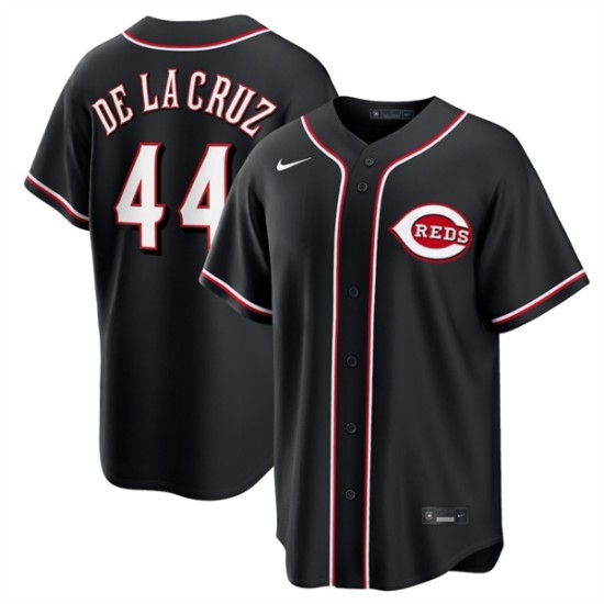 Men's Cincinnati Reds #44 Elly De La Cruz Black Out Stitched Baseball Jersey - Ujersey