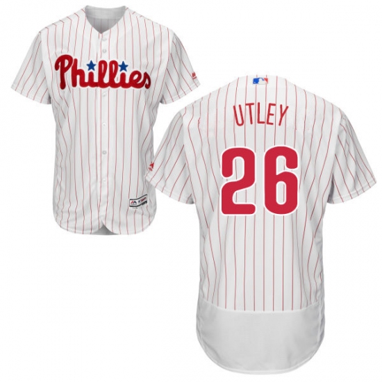 Men's Majestic Philadelphia Phillies #26 Chase Utley White Home Flex Base Authentic Collection MLB Jersey - Ujersey