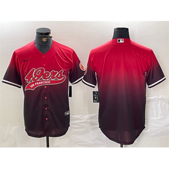 Men's San Francisco 49ers Blank Red Black With Cool Base Stitched Baseball Jersey - Ujersey