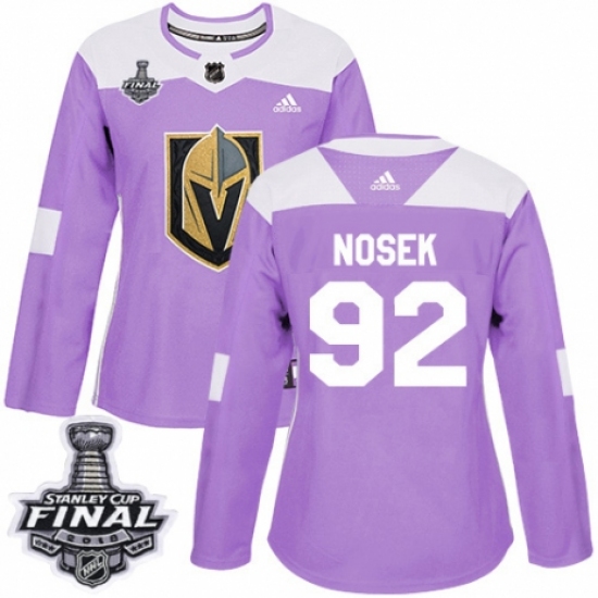 Women's Adidas Vegas Golden Knights #92 Tomas Nosek Authentic Purple Fights Cancer Practice 2018 Stanley Cup Final NHL Jersey - Ujersey