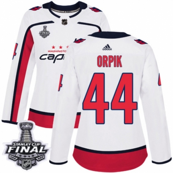 Women's Adidas Washington Capitals #44 Brooks Orpik Authentic White Away 2018 Stanley Cup Final NHL Jersey - Ujersey