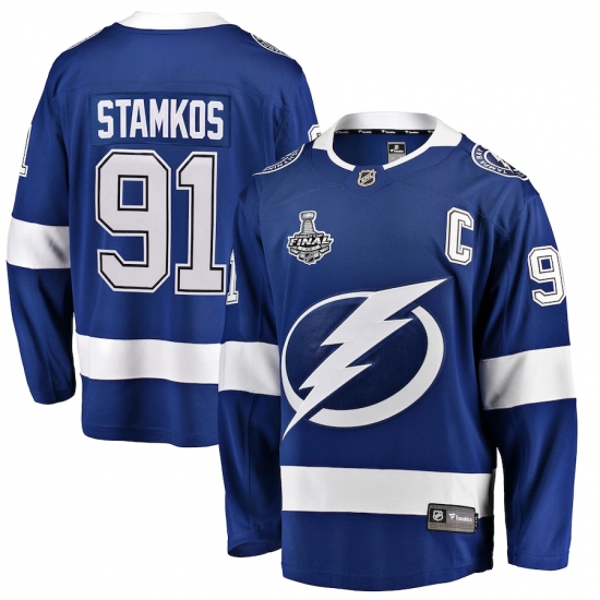 Youth Tampa Bay Lightning #91 Steven Stamkos Fanatics Branded Blue 2020 Stanley Cup Final Bound Home Player Breakaway Jersey