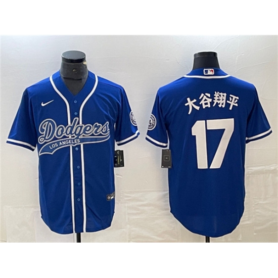 Men's Los Angeles Dodgers #17 大谷翔平 Blue Cool Base With Stitched Baseball Jersey
