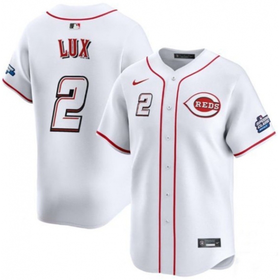Men's Cincinnati Reds #2 Gavin Lux White 2025 Speedway Classic Home Limited Stitched Baseball Jersey - Ujersey