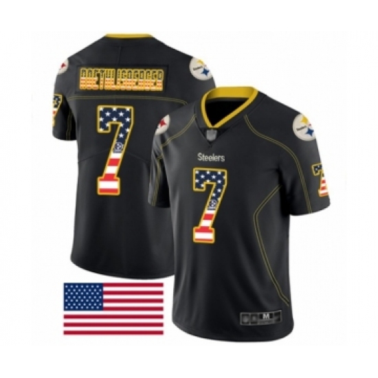 Men's Pittsburgh Steelers #7 Ben Roethlisberger Limited Black Rush USA Flag Football Jersey - Ujersey