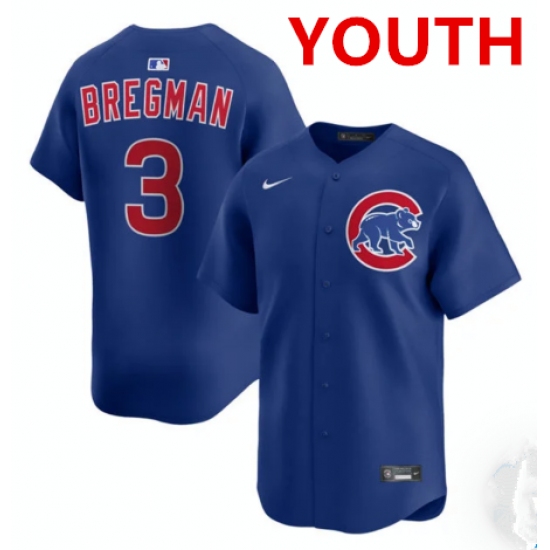 Youth Chicago Cubs #3 Alex Bregman nike Royal alternate limited jersey - Ujersey