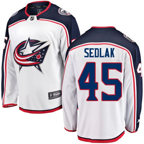 Youth Columbus Blue Jackets #45 Lukas Sedlak Fanatics Branded White Away Breakaway NHL Jersey - Ujersey