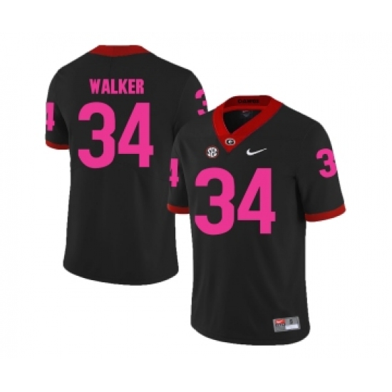 Georgia Bulldogs 34 Herschel Walker Black 2018 Breast Cancer Awareness College Football Jersey - Ujersey