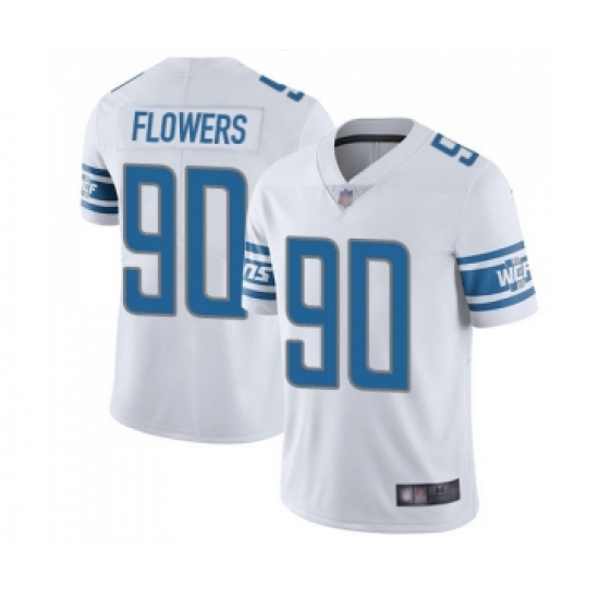 Men's Detroit Lions #90 Trey Flowers White Vapor Untouchable Limited Player Football Jersey - Ujersey