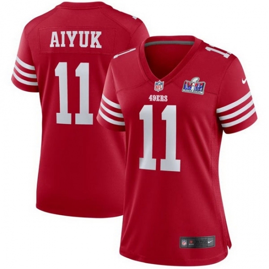 Women's San Francisco 49ers #11 Brandon Aiyuk Red 2023 F U S E Vapor Limited Stitched Football 2024 Super Bowl LVIII Jersey - Ujersey