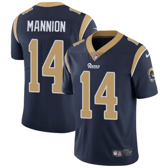 Men's Nike Los Angeles Rams #14 Sean Mannion Navy Blue Team Color Vapor Untouchable Limited Player NFL Jersey - Ujersey