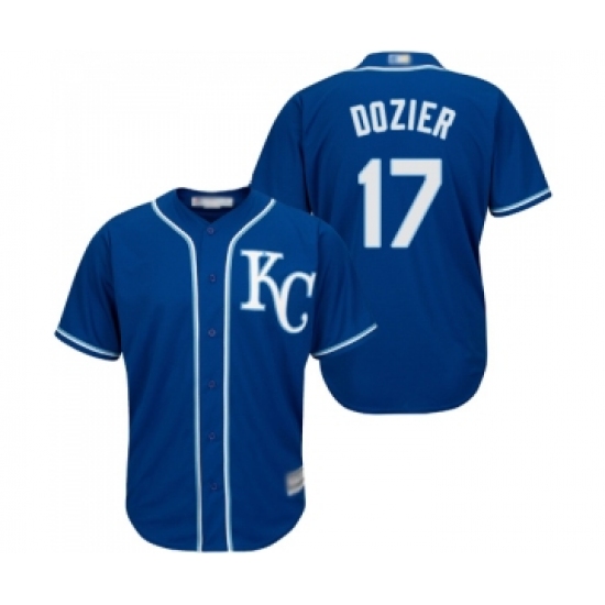 Youth Kansas City Royals #17 Hunter Dozier Replica Blue Alternate 2 Cool Base Baseball Jersey - Ujersey