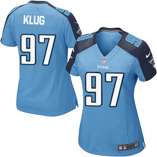 Women's Nike Tennessee Titans #97 Karl Klug Game Light Blue Team Color NFL Jersey - Ujersey