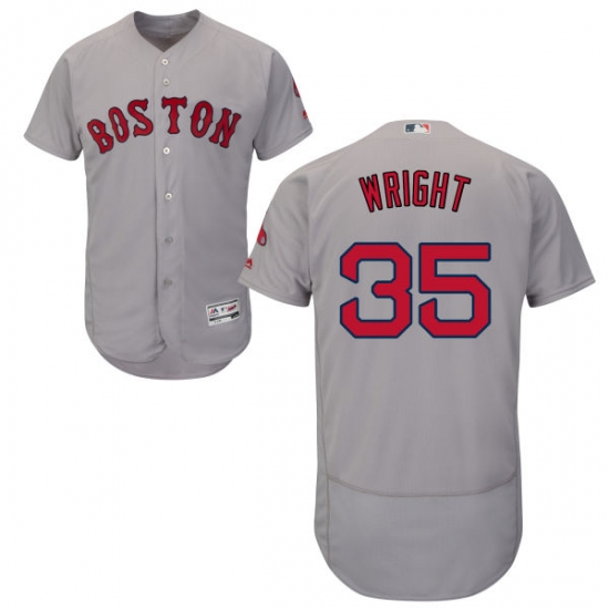 Men's Majestic Boston Red Sox #35 Steven Wright Grey Road Flex Base Authentic Collection MLB Jersey - Ujersey