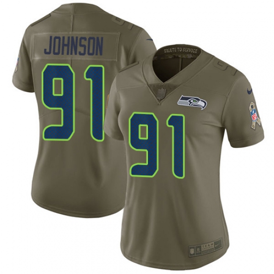Women Nike Seattle Seahawks #91 Tom Johnson Limited Olive 2017 Salute to Service NFL Jersey - Ujersey
