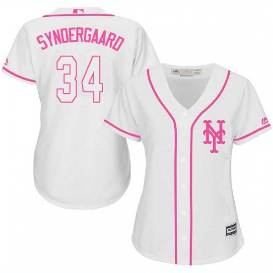 Women's Majestic New York Mets #34 Noah Syndergaard Authentic White Fashion Cool Base MLB Jersey - Ujersey