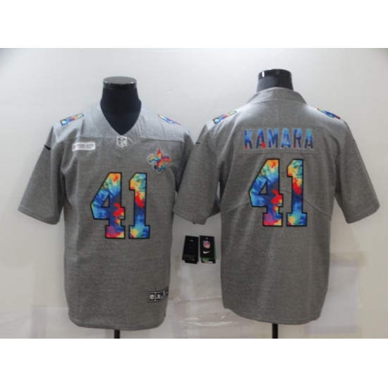 Men's New Orleans Saints #41 Alvin Kamara Gray Rainbow Version Nike Limited Jersey - Ujersey