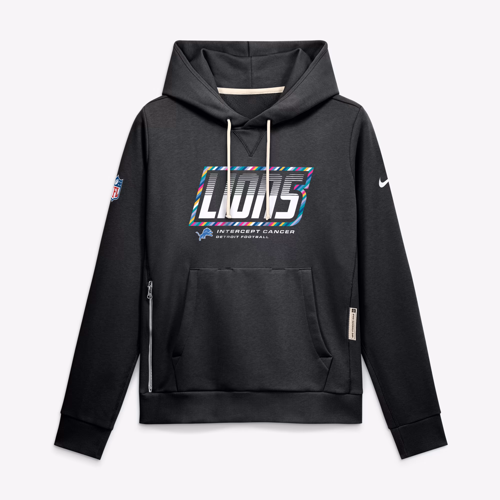 Women's Detroit Lions  Nike Black 2026 NFL Crucial Catch Sideline Standard Issue Dri-FIT Pullover Hoodie - Ujersey
