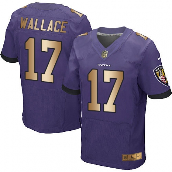 Men's Nike Baltimore Ravens #17 Mike Wallace Elite Purple/Gold Team Color NFL Jersey - Ujersey
